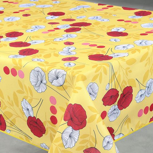 Nappe Anti-tâche Rectangulaire Motif Coquelicots - 145x240 Cm - Jaune