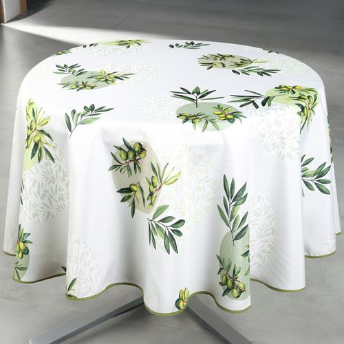 Nappe Anti-tâche Ronde Motif Olive - 160x160 Cm - Vert