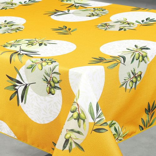 Nappe Anti-tâche Rectangulaire Motif Olive - 145x240 Cm - Jaune