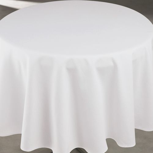 Nappe Déperlante Anti-taches - Effet Lin Pour Table Ronde - 160x160 Cm - Blanc