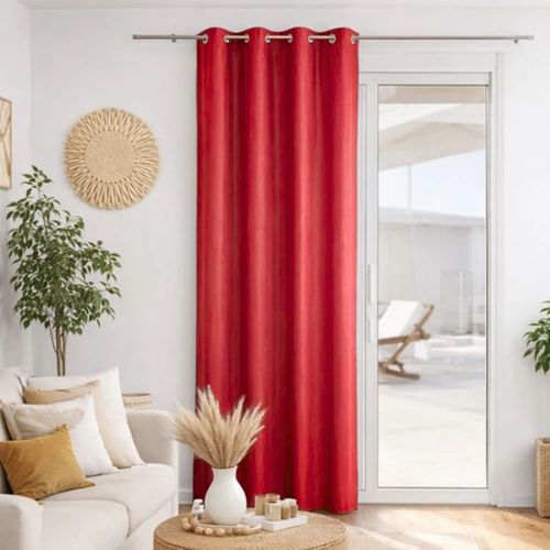Rideau Voilage Microfibre Uni - 135x180 Cm - Rouge