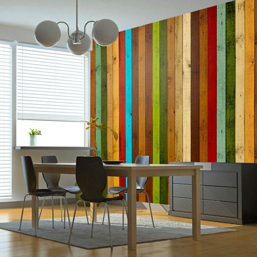 Papier Peint Arc En Ciel En Bois 300 X 230 Cm Multicolore