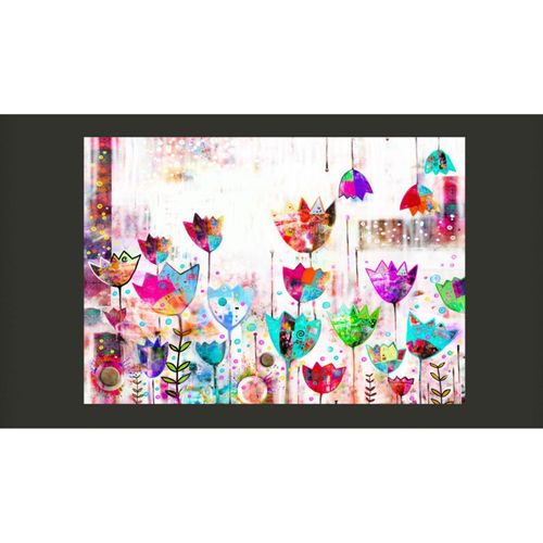 Papier Peint Tulipes Colorées 350 X 245 Cm Blanc