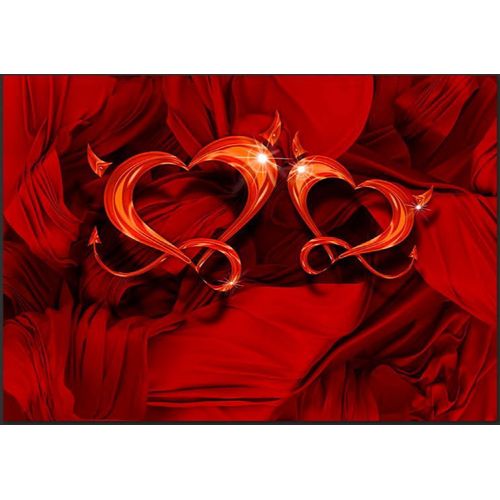 Papier Peint Deux Coeurs 350 X 245 Cm Rouge