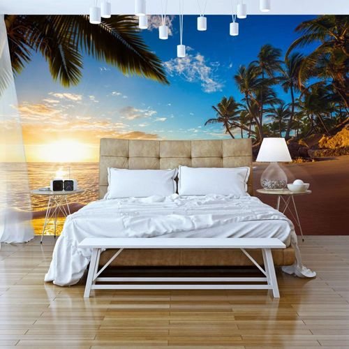 Papier Peint Plage Tropicale 350 X 245 Cm Bleu