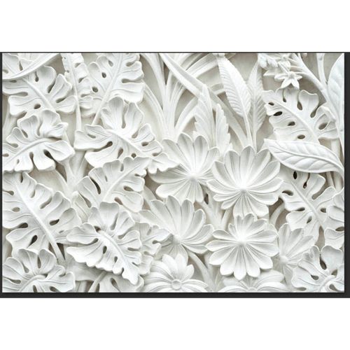 Papier Peint Feuillage Blanc En Relief Pour Déco Raffinée 350 X 245 Cm Blanc
