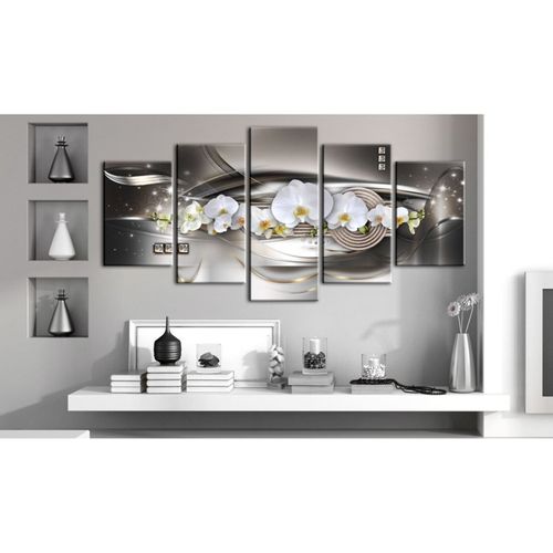 Tableau Orchidées En Acier 200 X 100 Cm Gris