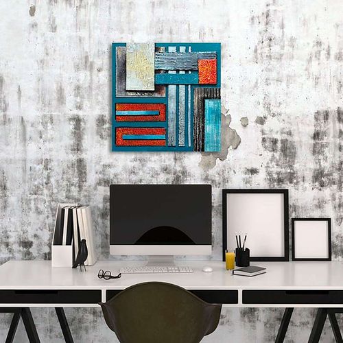 Tableau 62 Abstraction 30 X 30 Cm Bleu