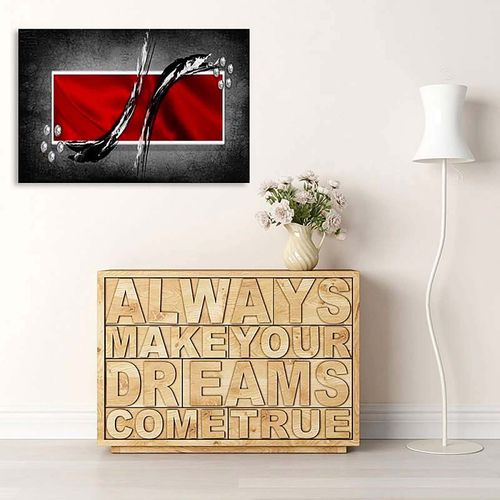 Tableau Composition Abstraite 4 80 X 60 Cm Rouge