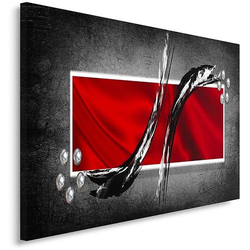 Tableau Composition Abstraite 4 80 X 60 Cm Rouge
