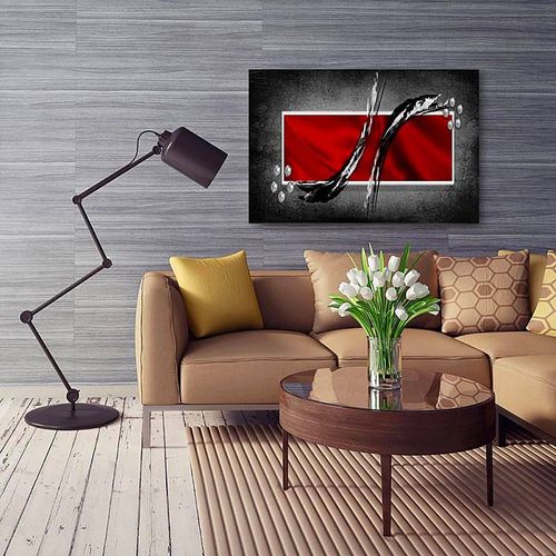 Tableau Composition Abstraite 4 80 X 60 Cm Rouge