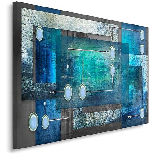 Tableau Intérieur Abstrait 40 X 30 Cm Bleu