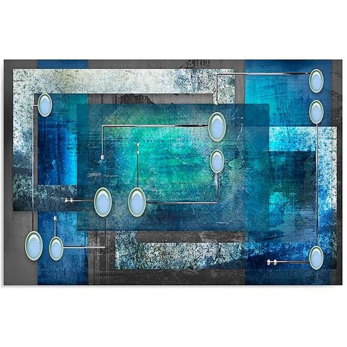 Tableau Intérieur Abstrait 40 X 30 Cm Bleu