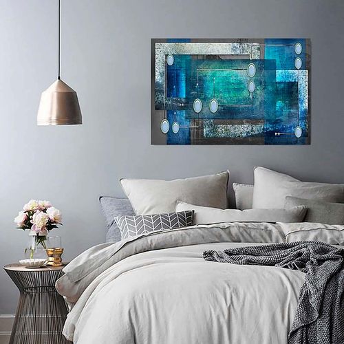 Tableau Intérieur Abstrait 40 X 30 Cm Bleu