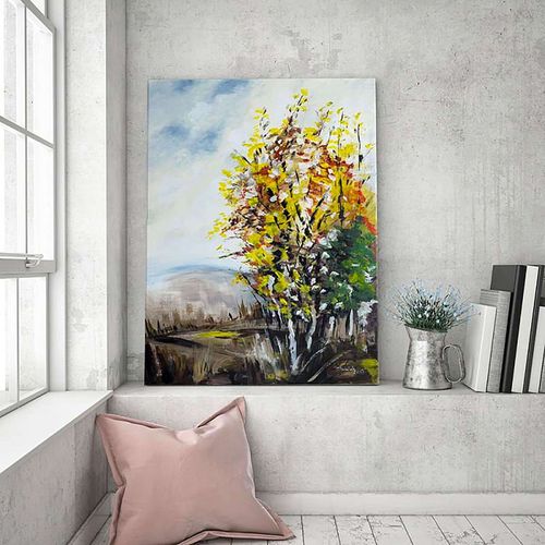 Tableau Paysage D'automne 2 30 X 40 Cm Beige