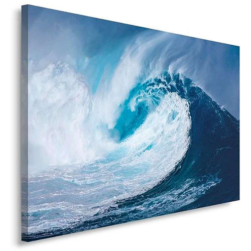 Tableau Vague De La Mer 120 X 80 Cm Bleu