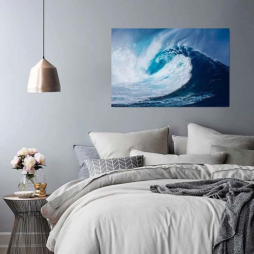 Tableau Vague De La Mer 120 X 80 Cm Bleu