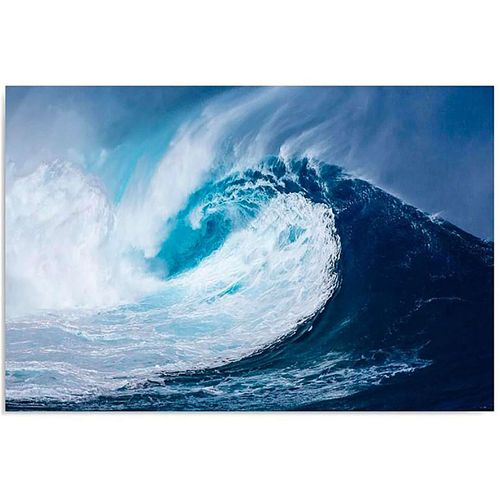 Tableau Vague De La Mer 120 X 80 Cm Bleu