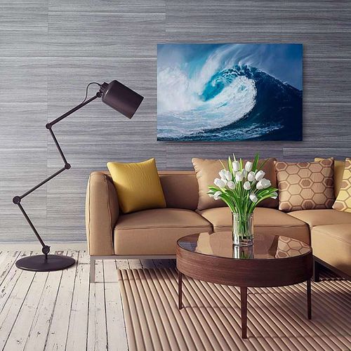 Tableau Vague De La Mer 120 X 80 Cm Bleu