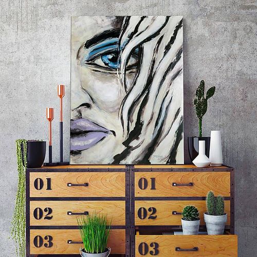 Tableau La Moitie Du Visage 30 X 40 Cm Blanc