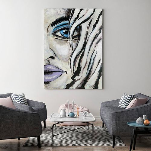 Tableau La Moitie Du Visage 30 X 40 Cm Blanc