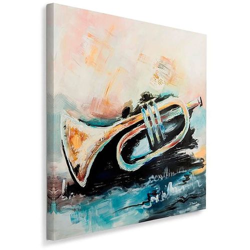 Tableau Trompette 70 X 70 Cm Bleu