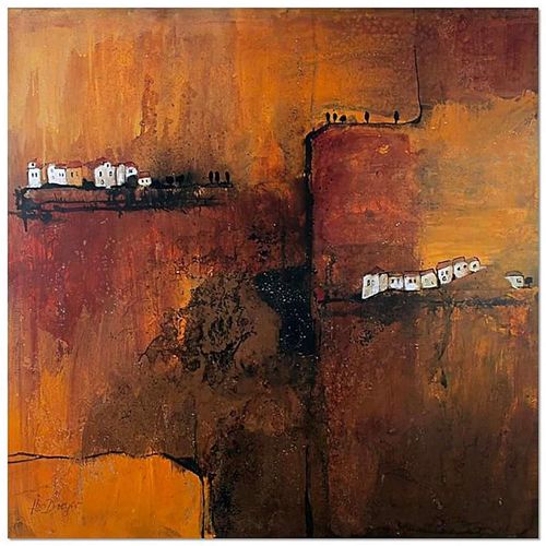 Tableau Terre D'abstraction 40 X 40 Cm Marron