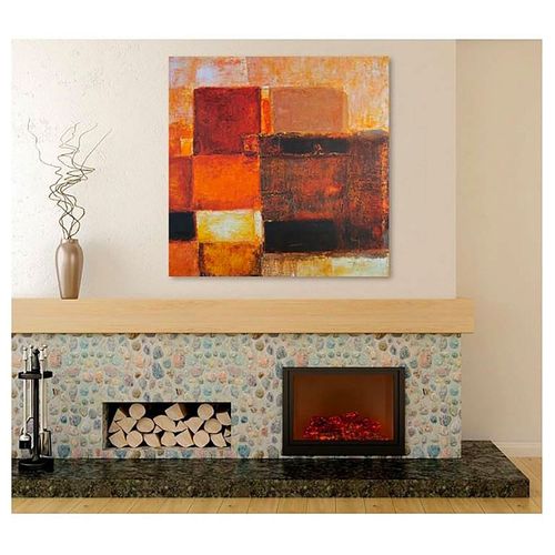 Tableau Formes Sombres Abstraction 30 X 30 Cm Orange