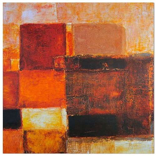 Tableau Formes Sombres Abstraction 70 X 70 Cm Orange