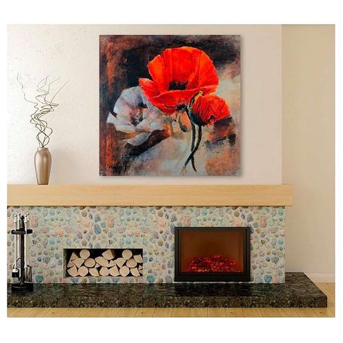 Tableau Coquelicots Encore La Vie 60 X 60 Cm Rouge