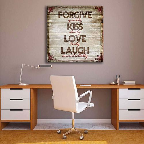 Tableau Pardonnez-rire D'amour Baiser 40 X 40 Cm Marron