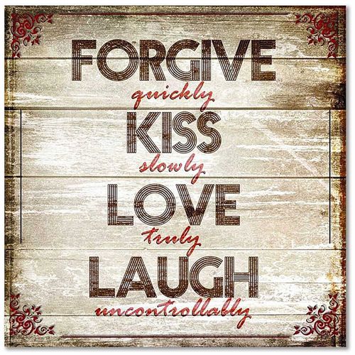 Tableau Pardonnez-rire D'amour Baiser 40 X 40 Cm Marron