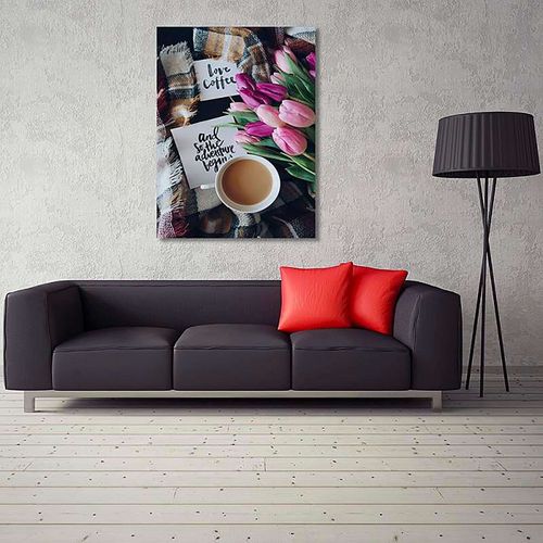 Tableau Bois L'amour Du Café 40 X 50 Cm Rose