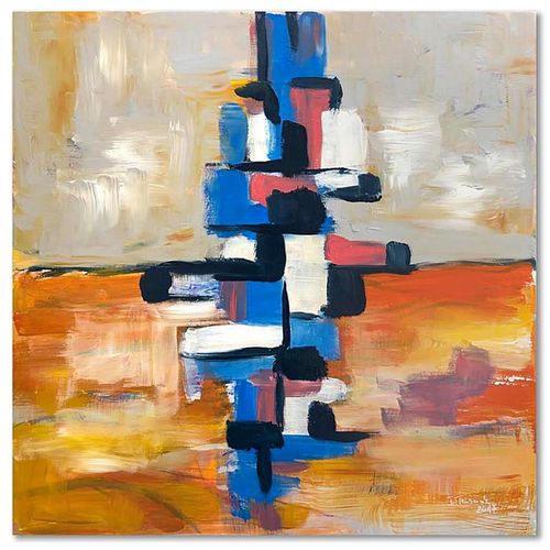 Tableau Bois Abstrait 77 40 X 40 Cm Beige