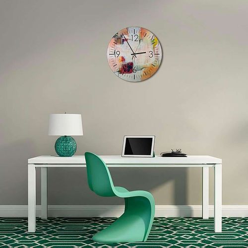Horloge Murale Design Abstrait Coloré Et Élégant 40 X 40 Cm Blanc