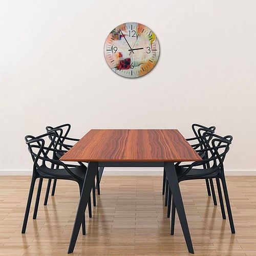 Horloge Murale Design Abstrait Coloré Et Élégant 40 X 40 Cm Blanc