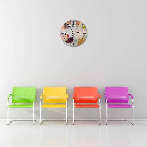 Horloge Murale Design Abstrait Coloré Et Élégant 60 X 60 Cm Blanc