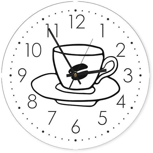 Horloge Murale Décorative Tasse De Café Design 40 X 40 Cm Blanc