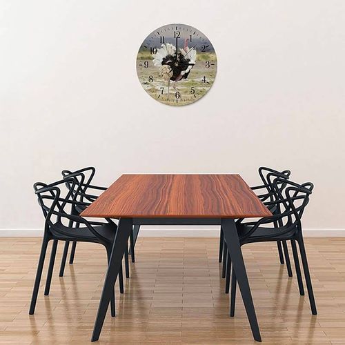 Horloge Murale Panoramique Autruche Sauvage Nature 40 X 40 Cm Marron