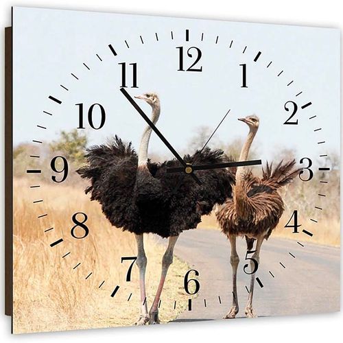 Horloge Décorative Avec Duo D'autruches Sauvages 60 X 60 Cm Beige