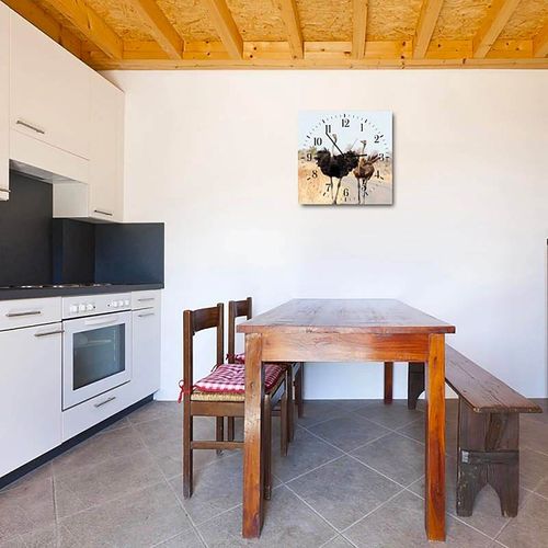 Horloge Décorative Avec Duo D'autruches Sauvages 60 X 60 Cm Beige