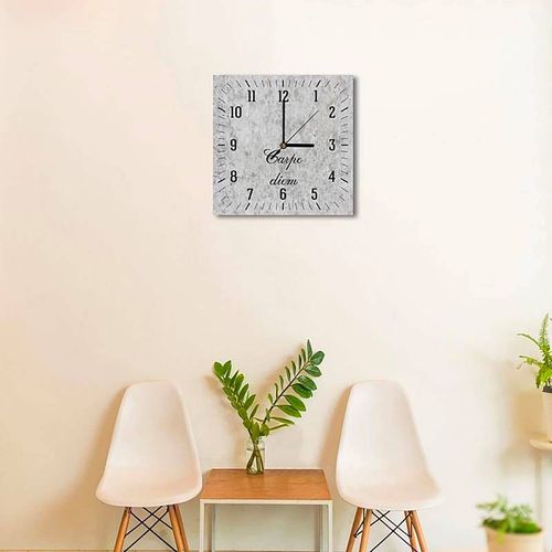 Horloge Murale Design Carpe Diem En Gris Pierre 50 X 50 Cm Gris