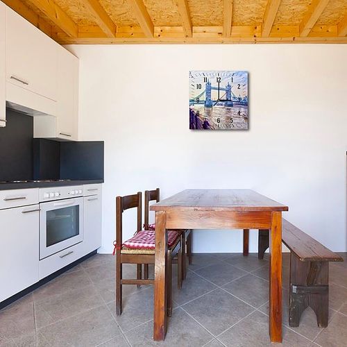 Horloge Murale Décorative Scène Londres Classique 30 X 30 Cm Bleu