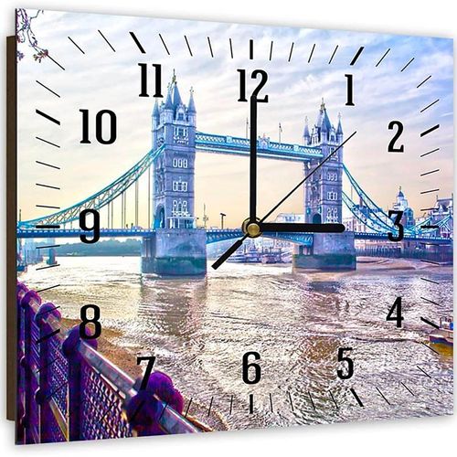 Horloge Murale Décorative Scène Londres Classique 50 X 50 Cm Bleu