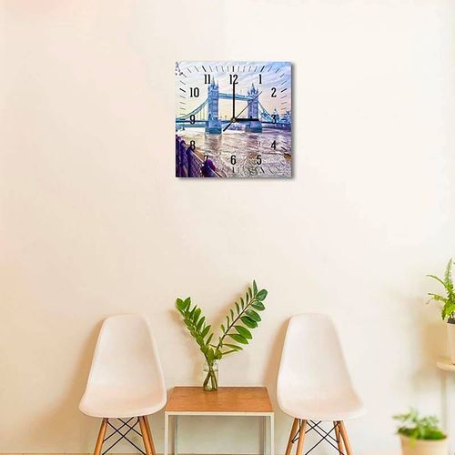 Horloge Murale Décorative Scène Londres Classique 60 X 60 Cm Bleu