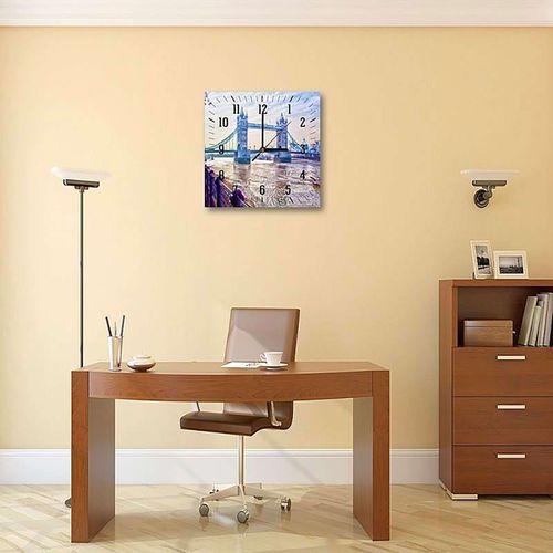 Horloge Murale Décorative Scène Londres Classique 60 X 60 Cm Bleu