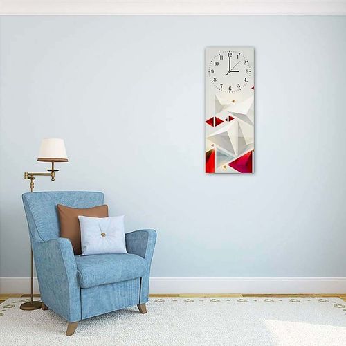 Horloge Murale Design Géométrique Et Colorée 30 X 90 Cm Blanc