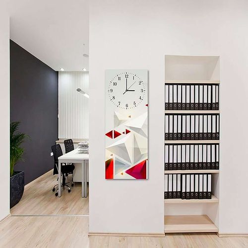 Horloge Murale Design Géométrique Et Colorée 30 X 90 Cm Blanc