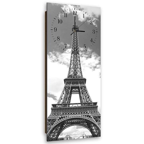 Horloge Murale Design Tour Eiffel En Monochrome 30 X 90 Cm Noir