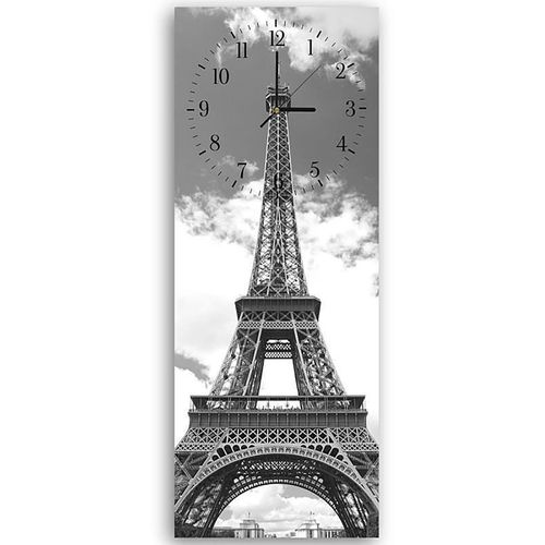 Horloge Murale Design Tour Eiffel En Monochrome 40 X 118 Cm Noir